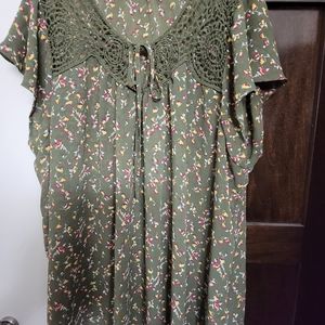 Green floral dress top